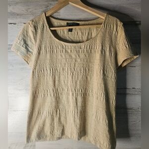 Ralph Lauren Gauzed Cotton Shirt Khaki Short Sleeve Womens Medium